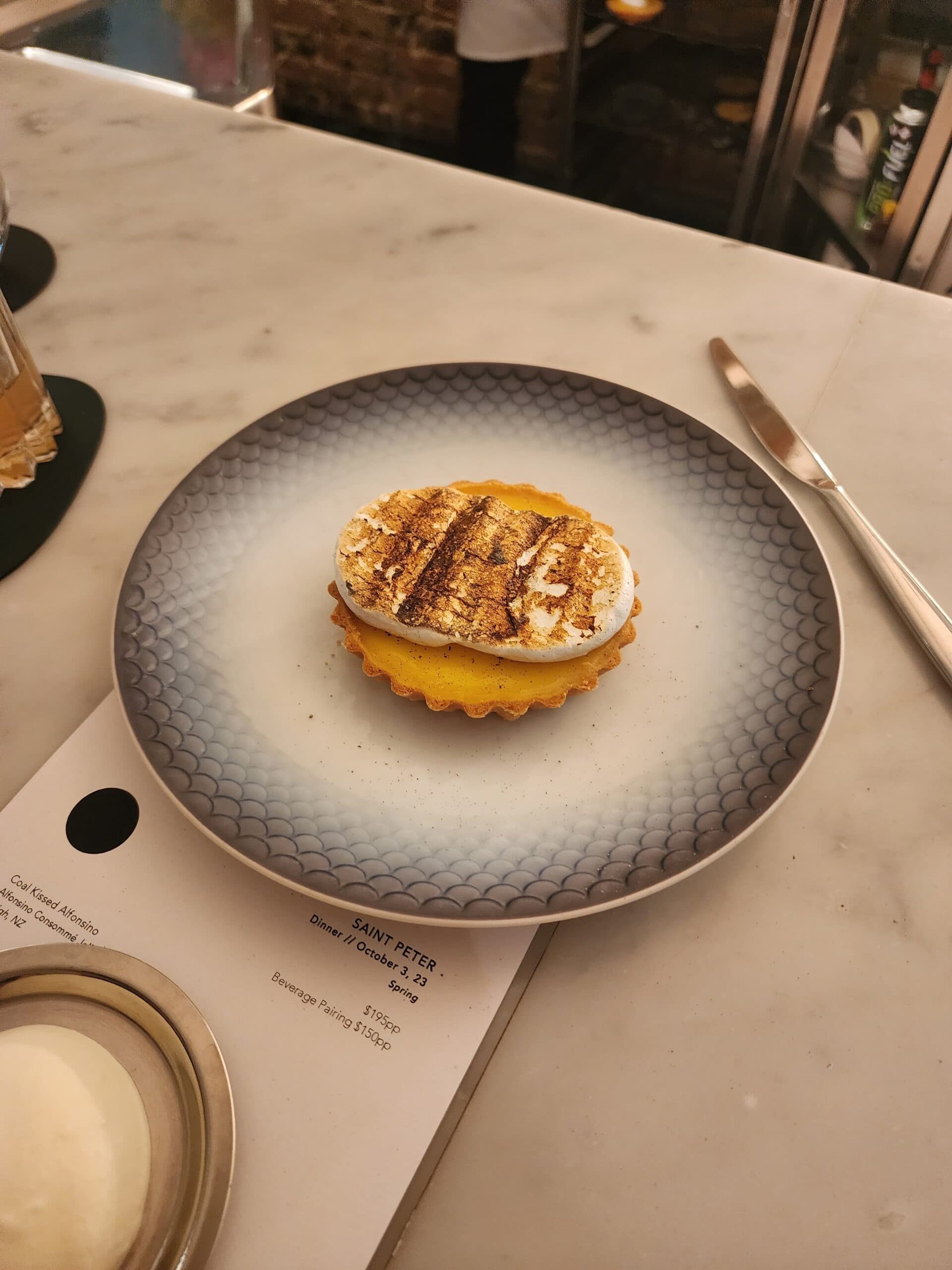 Lemon Meringue Tart with St David's Dairy cream at Saint Peter